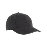 Gorra Puma modelo Premium Essential Classic BB, color negro con efecto gastado, visera curva y logo bordado en el frente.