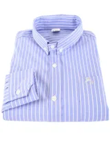 Camisa de hombre a cuadros rojos y blancos, de manga larga y corte clásico.