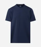 Remera deportiva Get Over de color azul marino, confeccionada en tech fleece con tecnología dry de secado rápido, cuello redondo y manga corta, de corte holgado.
