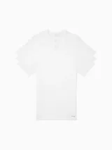 Pack de tres remeras blancas de algodón, manga corta y cuello en V.