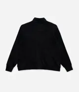 Campera deportiva de Ashua confeccionada en plush negro, con cuello alto, cierre frontal por cremallera y bolsillos laterales.