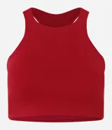 Top deportivo de microfibra color rosado, con diseño nadador y escote halter.