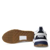 Championes Puma Anzarun 2.0 Formstrip de diseño deportivo y urbano. Presentan una base de malla blanca con detalles en azul marino, entresuela blanca y suela de goma color caramelo.