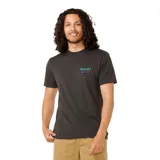 Remera negra de manga corta con cuello redondo y estampado pequeño en el pecho con el logo de Rip Curl y la frase "Shred Til Dead".