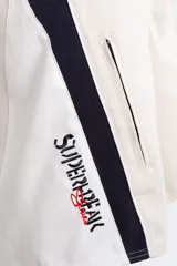 Short de baño O'Neill Superfreak Y2K color beige, con detalles en azul y negro en el lateral y estampado gráfico en la parte inferior.