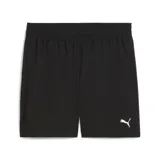 Short deportivo Puma negro con cintura elástica y logo estampado en blanco en la pierna derecha.