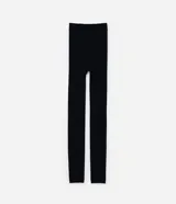 Media legging de fleece color negro, sin estampa y con pie abierto.