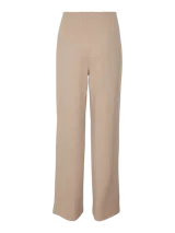 Pantalón wide leg de tiro alto negro, con pinzas y costuras frontales marcadas.