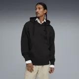 Buzo tipo hoodie de corte relajado en color negro, con capucha y bolsillo frontal tipo canguro. Presenta el logo de la marca bordado en el pecho en tono sobre tono.