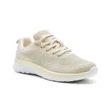Championes deportivos American Sport color beige con detalles iridiscentes y suela blanca.