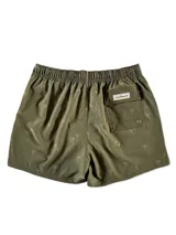 Short de baño color gris con estampado de palmeras, cintura elástica con cordón ajustable y tres bolsillos.
