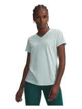 Remera deportiva de entrenamiento Under Armour con cuello en V y manga corta. Confeccionada en tejido técnico ultrasuave de secado rápido con tecnología de control de olores.