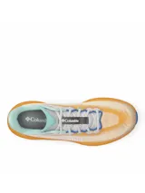 Championes de running Columbia Konos Featherweight Omni-Grip, en color naranja con detalles en azul y celeste, diseñados para trail running y actividades al aire libre con tecnología de amortiguación y suela de alta tracción.