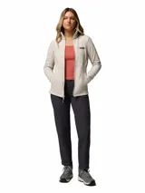 Campera polar Columbia con cierre frontal completo, cuello alto y bolsillos laterales. Diseño de ajuste entallado con logo de la marca bordado en el pecho.
