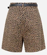 Short de sastrería con estampa de leopardo, trabillas en la cintura, cinturón estrecho con hebilla metalizada y pliegues.