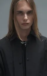 Chaqueta tipo overshirt de microfibra, color negro, con calce oversize y ruedo curvo. Presenta cierre frontal con broches a presión, bolsillos frontales de gran tamaño y cierres laterales a lo largo de las mangas para ajustar su amplitud.