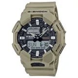 Reloj Casio G-Shock, color beige con detalles en negro y blanco.