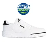 Championes urbanos Joma Cavea Men 2401, color blanco con detalles en negro, confeccionados en piel sintética con perforaciones VTS para ventilación, plantilla Memory Foam y suela de caucho Durability.