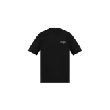 Remera Allsaints de manga corta y corte relajado, color negro con pequeño logotipo y texto gráfico en el pecho.