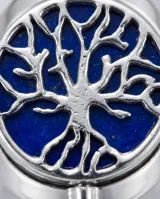 Anillo de plata 925 reversible con diseño de árbol sobre fondo azul de pasta de lapislázuli.