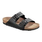 Sandalia Birkenstock modelo Arizona con dos correas ajustables con hebillas metálicas, plantilla anatómica de corcho y suela de goma antideslizante.