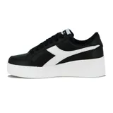 Championes urbanos Diadora modelo Bewen para mujer, color negro con logo lateral en blanco. Presentan una suela plataforma gruesa de color blanco.
