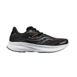Championes de running Saucony modelo Guide 16, con capellada de malla técnica en tonos marrón oscuro y negro, entresuela blanca con tecnología PWRRUN y detalles en naranja.