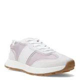 Championes Miss Carol modelo Urti, color blanco con detalles en lila y suela de goma marrón.