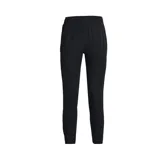 Pantalón de training negro con corte cónico, cintura elástica con cordón interno, bolsillos laterales abiertos y bolsillo lateral con cierre.