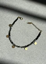 Pulsera de acero inoxidable con baño de oro PVD 18k y labradorita.