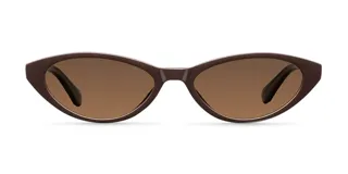 Lentes de sol con montura cat-eye slim de color marrón chocolate y lentes polarizadas a tono.