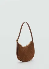 Bolso marrón de piel bovina con estampado Mangologo, asa de hombro ajustable con hebillas y cierre de cremallera.