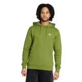 Canguro Adidas Ess color verde con capucha y cordones ajustables, bolsillo tipo canguro y logo de Adidas bordado en blanco en el pecho.