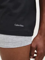 Pack de tres remeras Calvin Klein de algodón negro, con cuello redondo y mangas cortas.