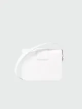 Bandolera Longchamp modelo Box-Trot S, color blanco con correa larga regulable. Presenta cierre con hebilla metálica con el logo de la marca.