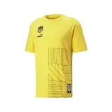 Remera amarilla de algodón con cuello redondo y mangas cortas. Estampado frontal con el escudo del Club Atlético Peñarol y el logo de Puma en negro.