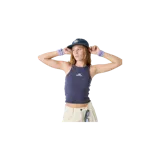 Musculosa de canalé azul marino con cuello redondo y el logo de la marca estampado en el pecho en color blanco.