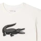 Remera Lacoste Sport de manga corta y cuello redondo en color blanco, con gran estampado del cocodrilo característico de la marca en el pecho.