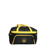 Bolso deportivo color negro con detalles en amarillo, con el escudo del Club Atlético Peñarol estampado en el frente. Cuenta con un compartimento principal amplio con cierre, un bolsillo frontal con cierre y correas de mano y hombro.