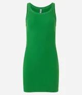 Vestido corto de ajuste al cuerpo confeccionado en tejido de rib con textura acanalada. Presenta escote redondo y breteles anchos.
