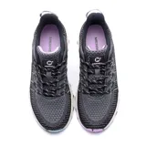 Championes de trekking y trail running Merrell modelo Marble W, con capellada tejida de punto gris, detalles en lila y celeste, entresuela de EVA y suela tricolor de goma.