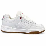 Zapatillas Airwalk modelo Giro, de color blanco con suela de goma tostada. Presenta perforaciones laterales para ventilación y detalles en rojo en la lengüeta y el ojal superior.