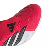 Championes de fútbol Adidas Predator League con lengüeta plegable, color fucsia, blanco y negro.