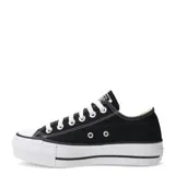 Championes urbanos Converse Chuck Taylor All Star Lift, color negro con detalles en blanco, plataforma alta y logo All Star en el talón.