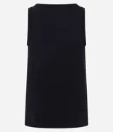 Musculosa blanca de rib con textura acanalada, escote cuadrado y breteles medianos. Confeccionada en algodón certificado BCI y elastano.