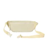 Riñonera Rip Curl modelo Everyday, color beige, con cierre frontal de cremallera, correa ajustable y detalle de logo metálico circular en la parte inferior.