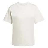 Remera de manga corta Adidas Essentials Small Logo, color beige, con cuello redondo y el logo pequeño de la marca bordado en el centro del pecho.