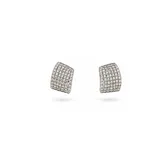 Caravanas pequeñas de acero plateado con diseño curvo completamente cubierto de zirconia engarzada.