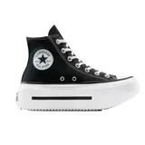 Championes Converse Chuck Taylor All Star Lift Double Stack High Top, color negro con plataforma blanca.