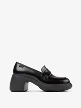 Mocasines negros de cuero con tacón bloque y suela XL Extralight.